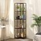 ELECWISH Small Styles Corner Bookshelf, 5 Tier Industrial Style Design Corner Shelf with Metal Frame and Open Shelves for Living Room, Bedroom, Study, Flamed Color
